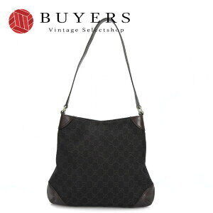 Gucci Webbing Shoulder Black Leather Shelly GG Bag Canvas